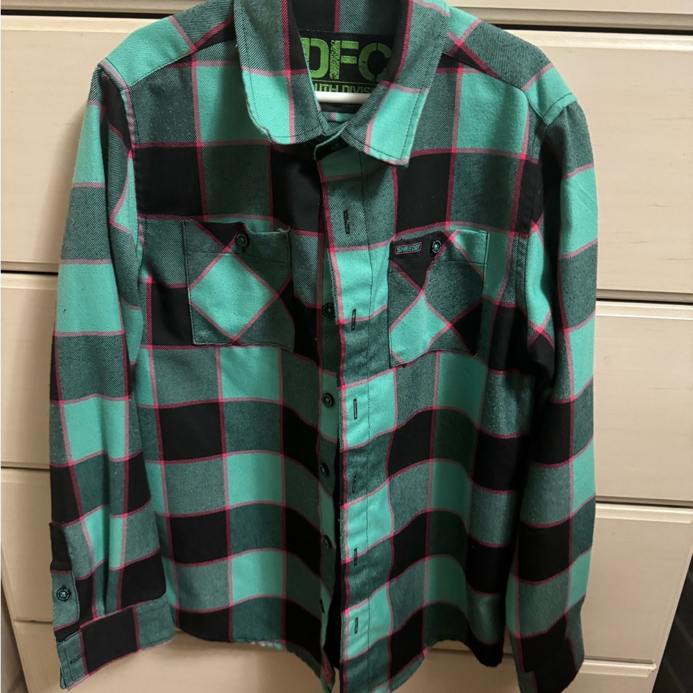 Dixon youth medium flannel with black buttons, worn twice.